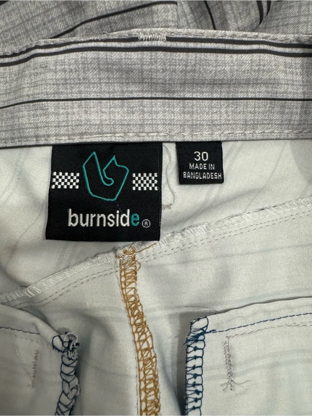 Men's Light Gray Striped Swim Shorts
